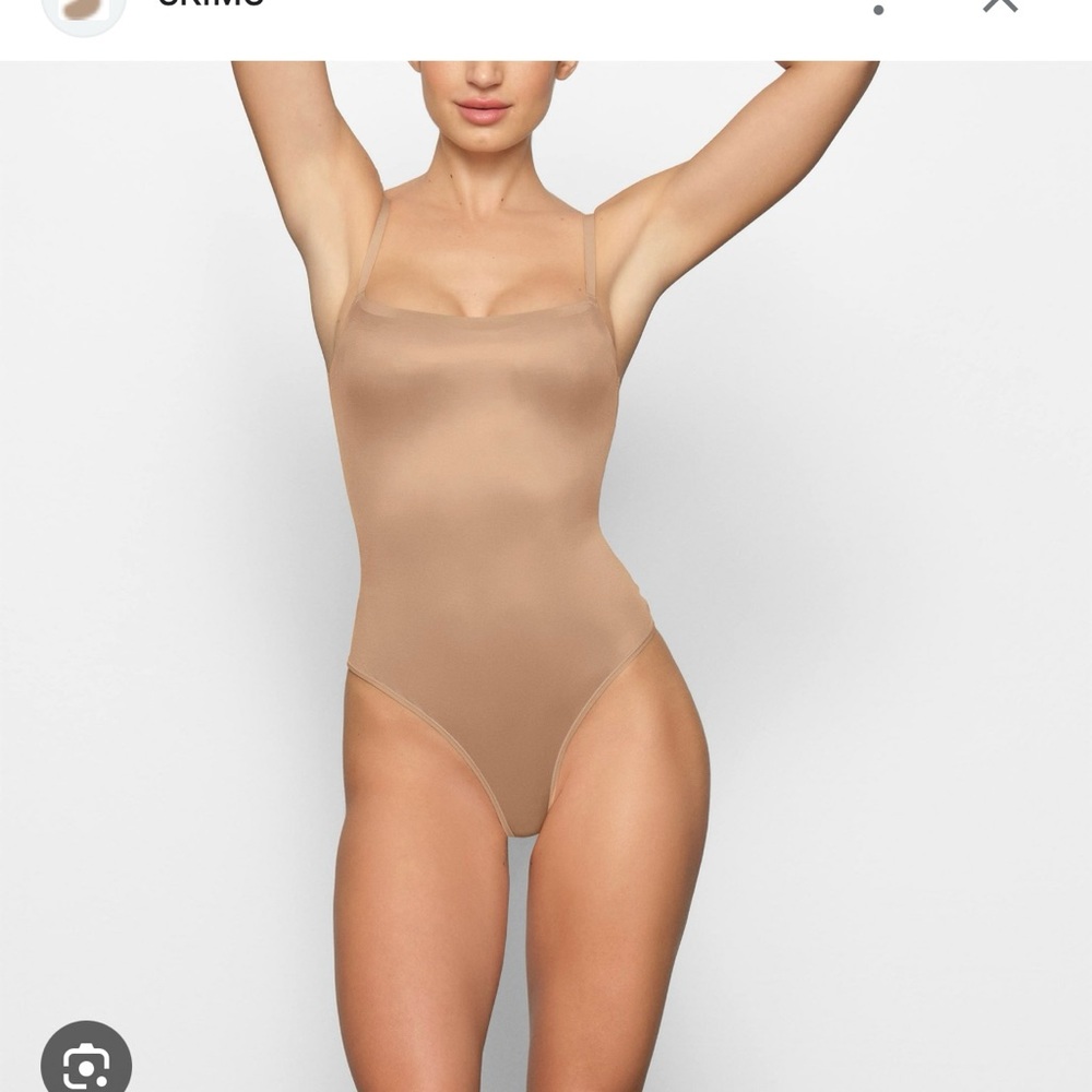 SKIMS Barely There Square Neck Thong Bodysuit - Sand Size Small NWT